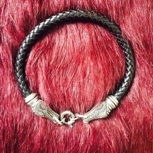 Sleek Braided Leather Alligator Head Choker  🐊